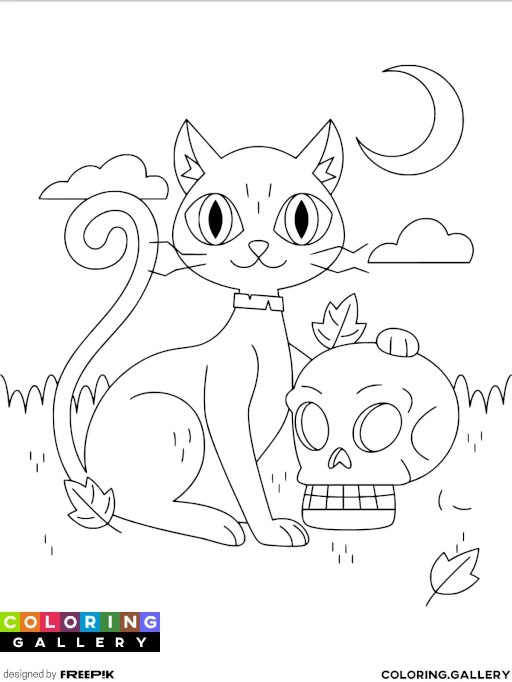 Cat Playing with Skull